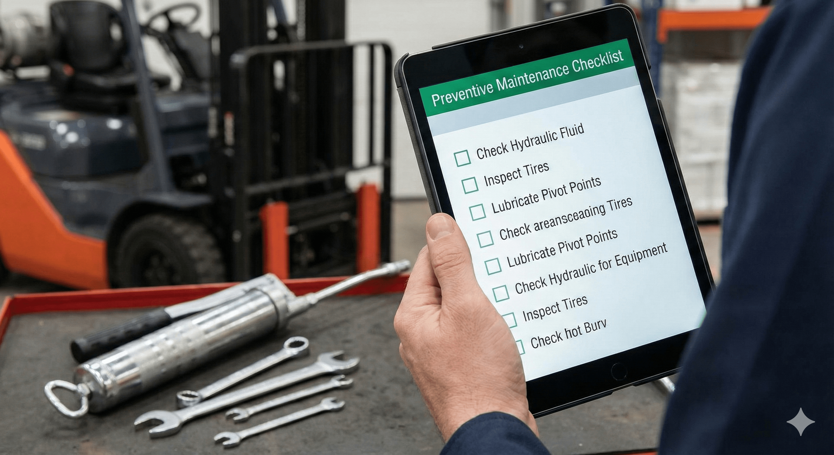 Preventive Maintenance Checklist on a Tablet for Equipment-min